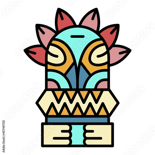Island wood idol icon. Outline island wood idol vector icon color flat isolated on white