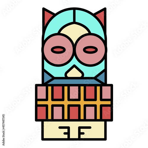 Maya wood idol icon. Outline maya wood idol vector icon color flat isolated on white