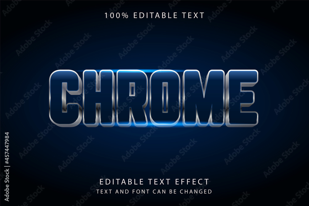 Chrome,3 dimension editable text effect blue gradation grey shadow style