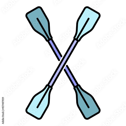 Kayak paddle icon. Outline kayak paddle vector icon color flat isolated on white
