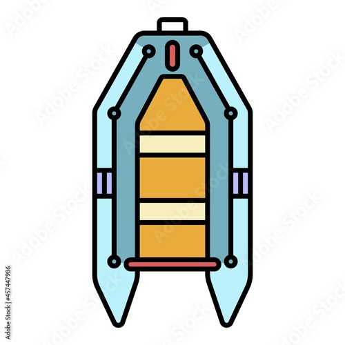 Rubber boat icon. Outline rubber boat vector icon color flat isolated on white