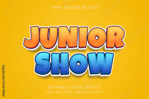 Junior show,3 dimension editable text effect blue gradation yellow comic style