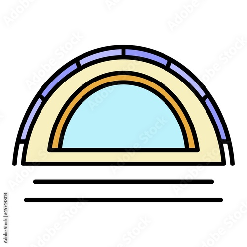 Camp tent icon. Outline camp tent vector icon color flat isolated on white