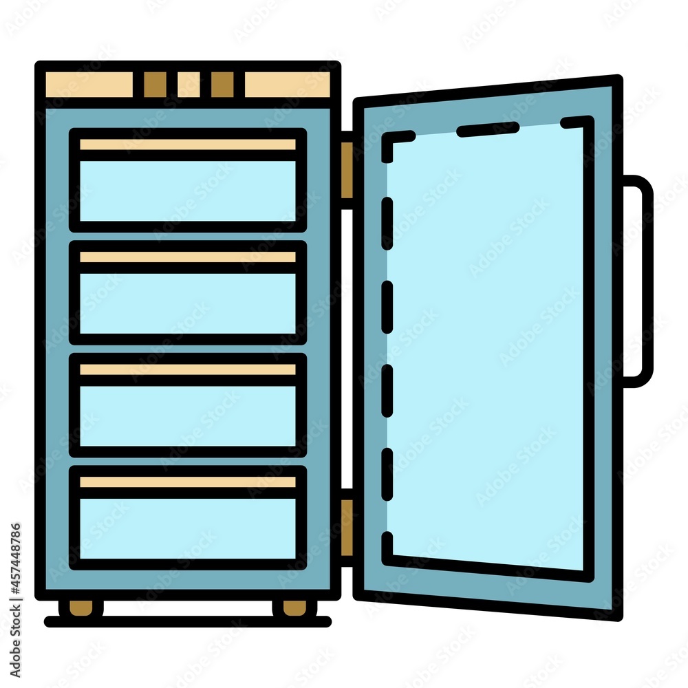 Hotel freezer icon. Outline hotel freezer vector icon color flat isolated on white Hotel freezer icon. Outline hotel freezer vector icon color flat isolated on white