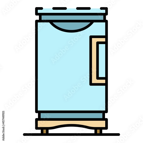 Fridge freezer icon. Outline fridge freezer vector icon color flat isolated on white