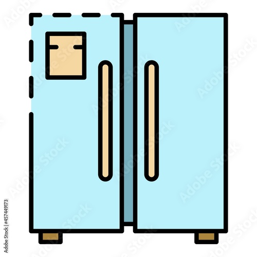 Door freezer icon. Outline door freezer vector icon color flat isolated on white