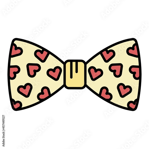 Heart bow tie icon. Outline heart bow tie vector icon color flat isolated on white