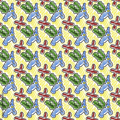 seamless pattern of cute monster cartoon