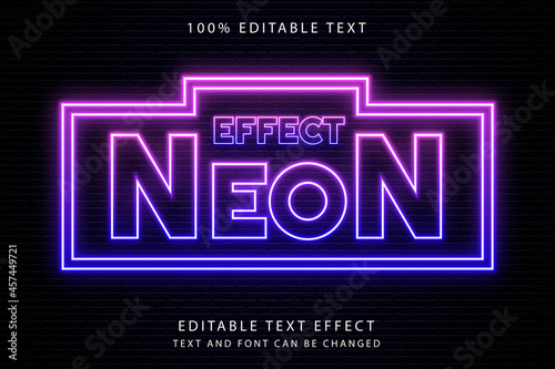 Effect neon,3 dimension editable text effect pink gradation blue neon effect