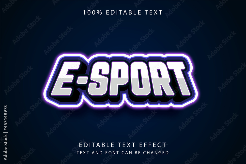 Obraz premium E-sport,3 dimension editable text effect blue gradation purple neon style effect