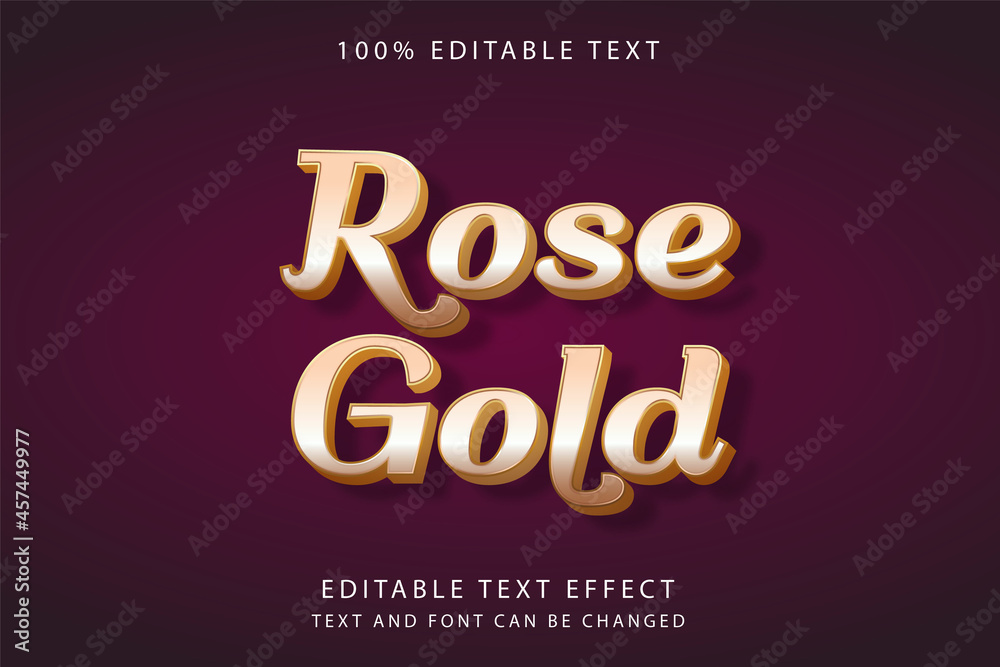Rose gold,3 dimension editable text effect yellow gradation gold shadow style effect