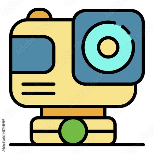 Action sport camera icon. Outline action sport camera vector icon color flat isolated on white