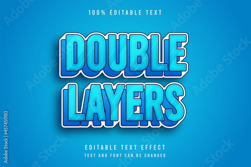 Double layers,3 dimension Editable text effect blue gradation layers comic style effect