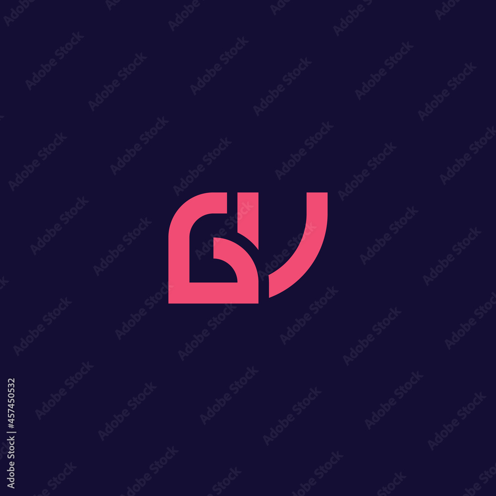 Simple and minimalist geometric overlapping letter GV monogram initial logo Simple and minimalist geometric overlapping letter GV monogram initial logo
