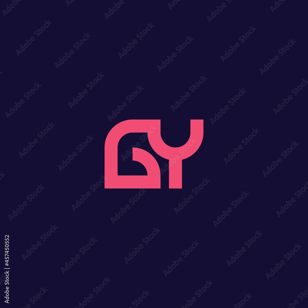 Simple and minimalist geometric overlapping letter GY monogram initial logo Simple and minimalist geometric overlapping letter GY monogram initial logo