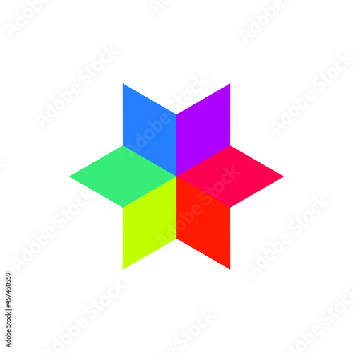 Colorful hexagon star concept, hexagon flat color. Very suitable in various purposes apps, websites, symbol, logo, icon and many more.