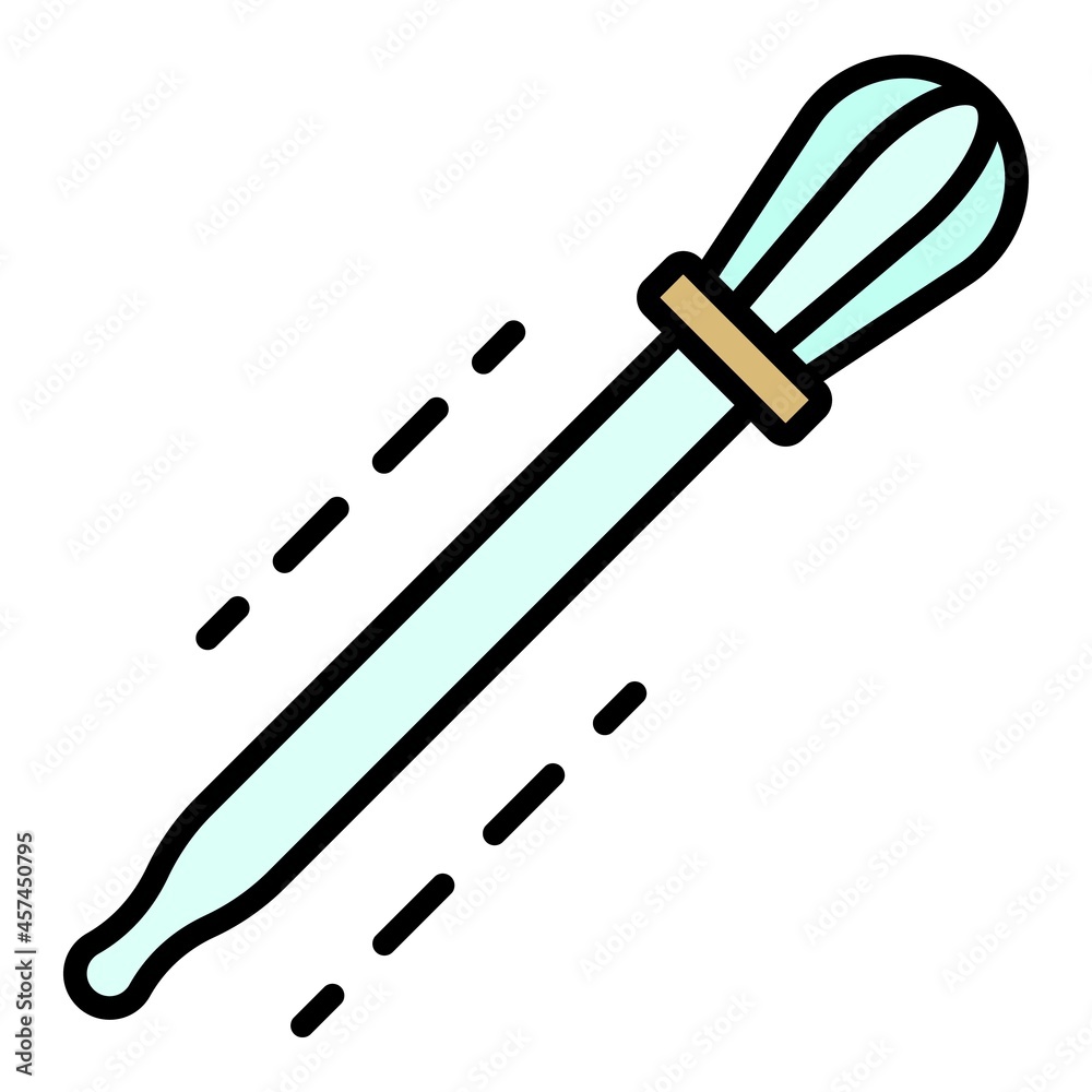 Pipette icon. Outline pipette vector icon color flat isolated on white