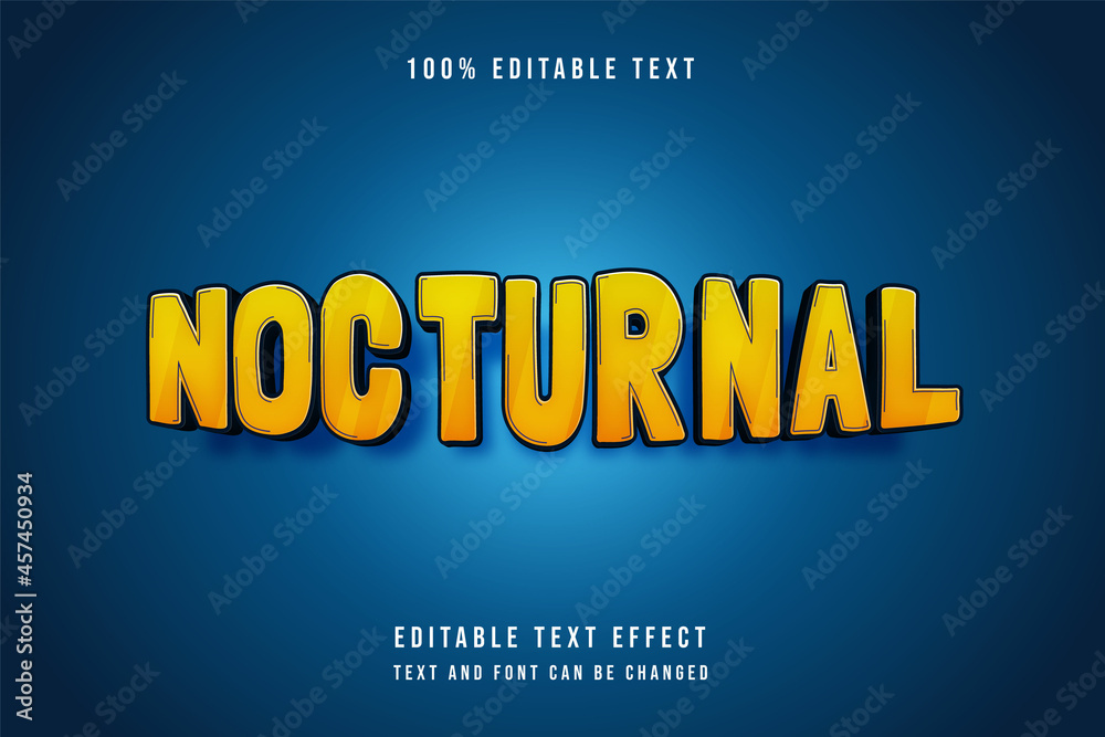 nocturnal,3 dimension Editable text effect blue gradation comic style effect