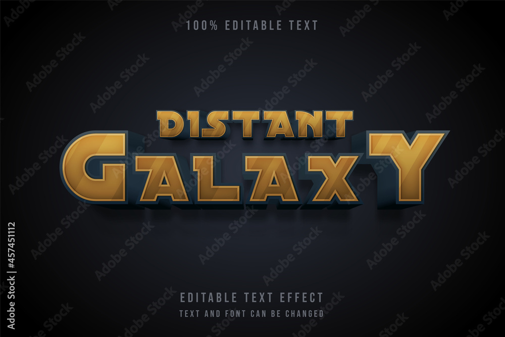 Distant galaxy,3 dimension editable text effect modern yellow gradation grey text style