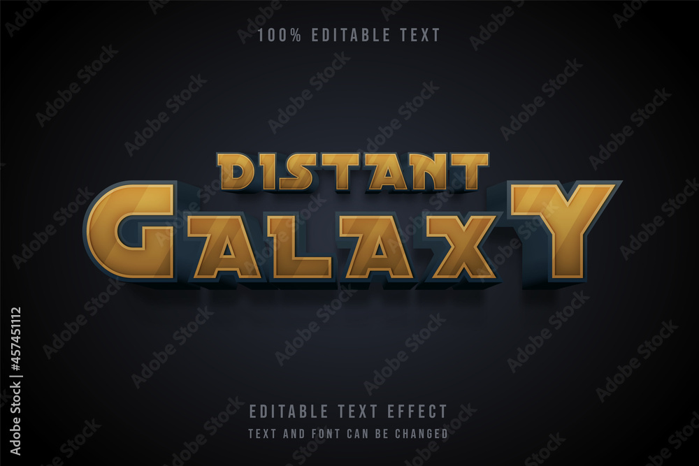 Obraz premium Distant galaxy,3 dimension editable text effect modern yellow gradation grey text style