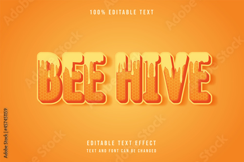 bee hive,3 dimension editable text effect modern yellow gradation orange pattern text style