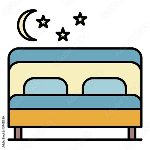 Pension bedroom icon. Outline pension bedroom vector icon color flat isolated on white