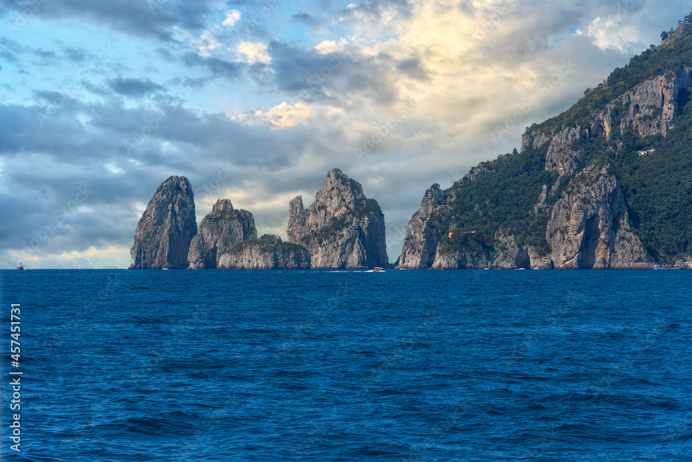 Picturesque cliffs of the Italian resort island of Capri