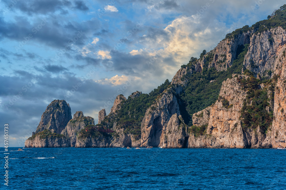 Picturesque cliffs of the Italian resort island of Capri