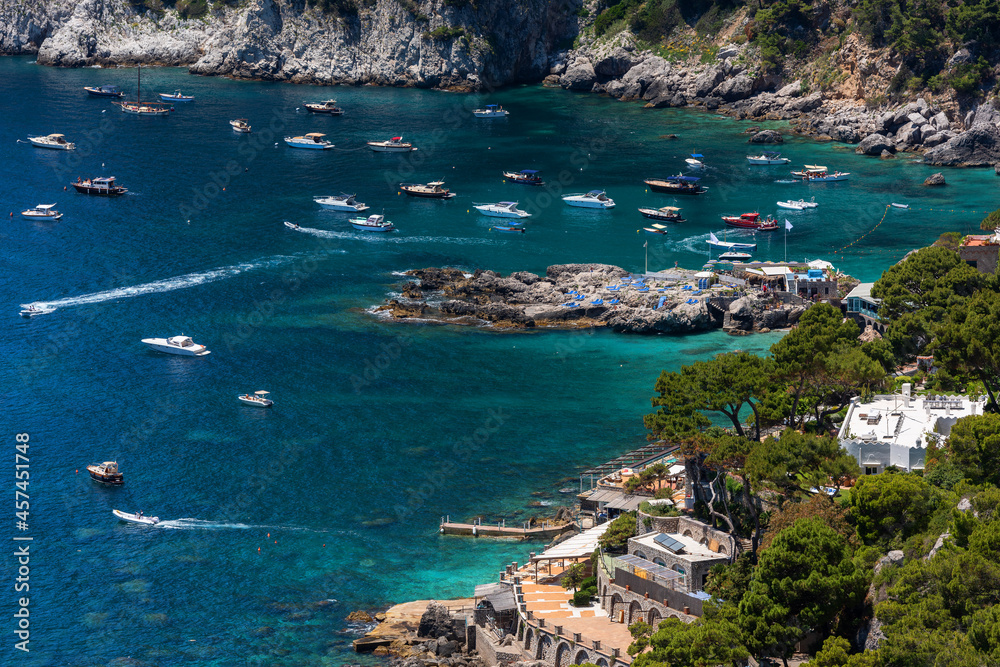 The Italian island of Capri in the Gulf of Naples, one of the most famous resorts in the world.