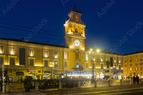 Governor Palace in Italian town of Parma in night lights photo