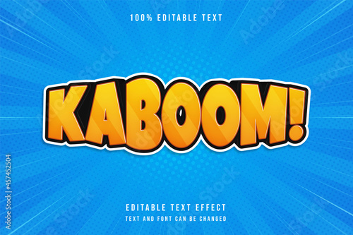 kaboom!,3 dimensions editable text effect modern yellow gradation orange purple comic text style