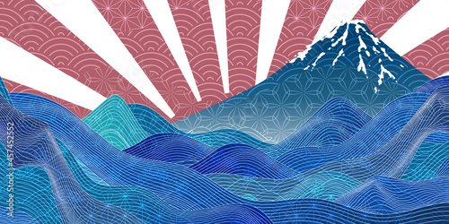 富士山　年賀状　和柄　背景