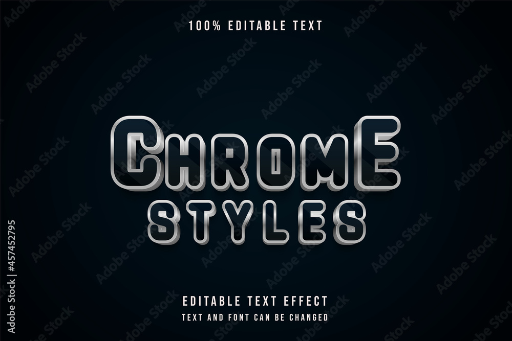 chrome styles,3 dimensions editable text effect blue gradation metal text style