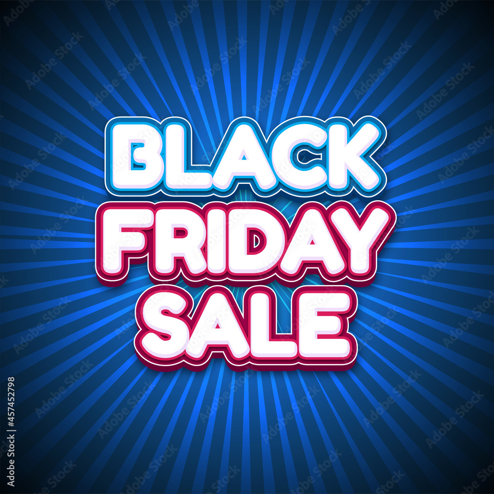 Website poster design for Black Friday Sale. Advertising, promotional banner in blue and red color.