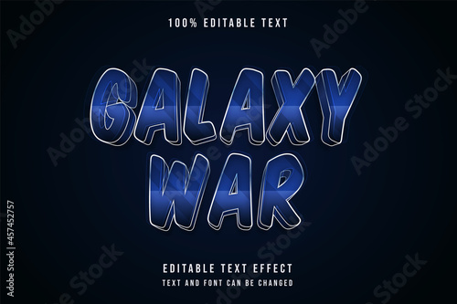 galaxy war,3 dimensions editable text effect blue gradation text style