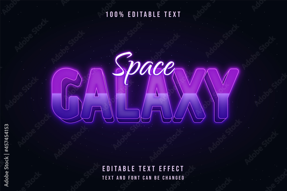 Space galaxy,3d editable text effect pink gradation purple neon text style