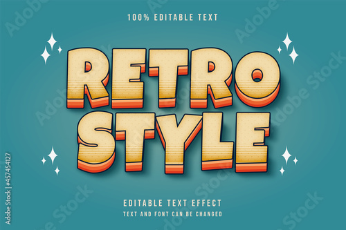 retro style,editable text effect cream gradation yellow orange comic text style