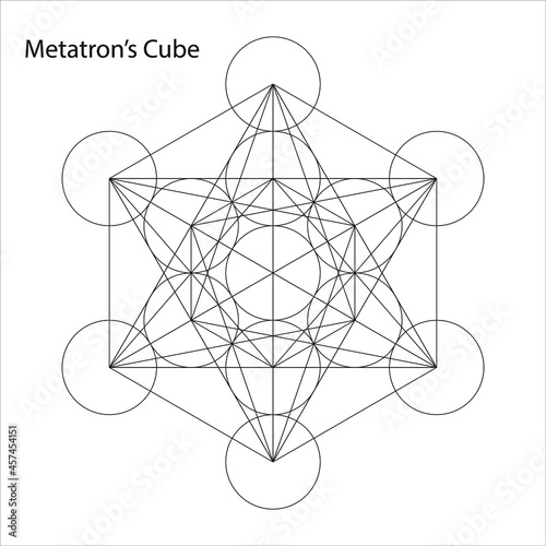 Meta-tron Cube. Metatron's cube. sacred geometry classic symbol. Stock vector illustration