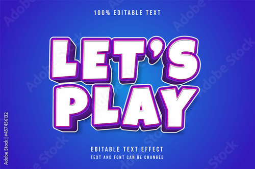 Let's play,3 dimensions editable text effect pink gradation purple text style