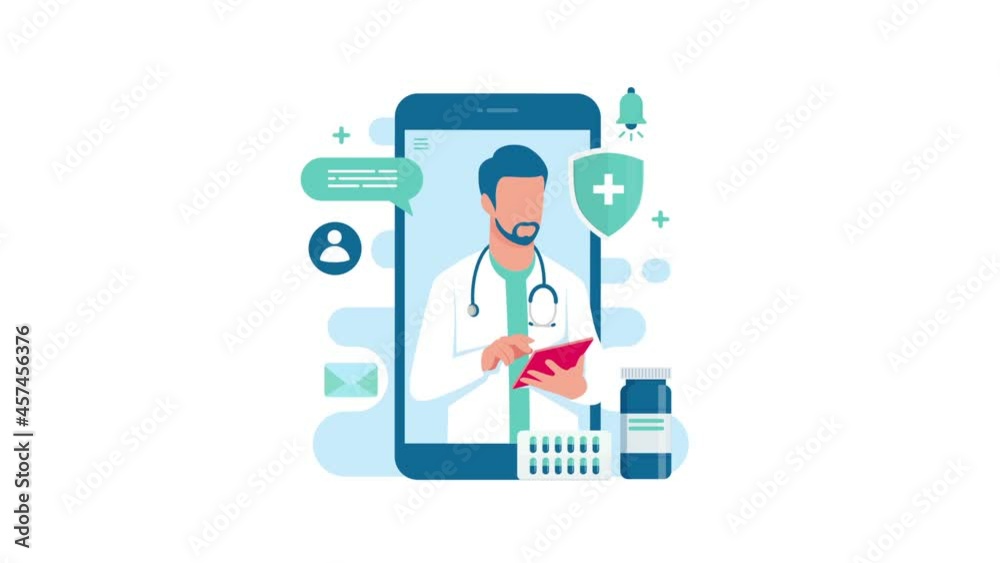 Online doctor consultation on smartphoe video animation explainer