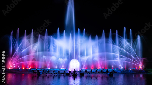 The colorful fountain dancing in celebration festival with dark night sky background
