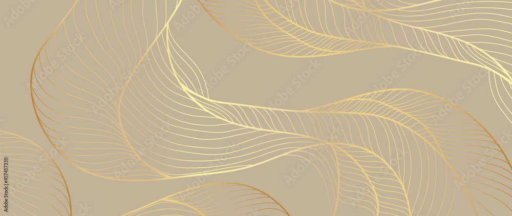 Golden lines pattern background. Luxury gold Line arts wallpaper