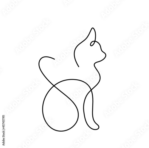 Silhouette of abstract cat in line drawing on white. Vector