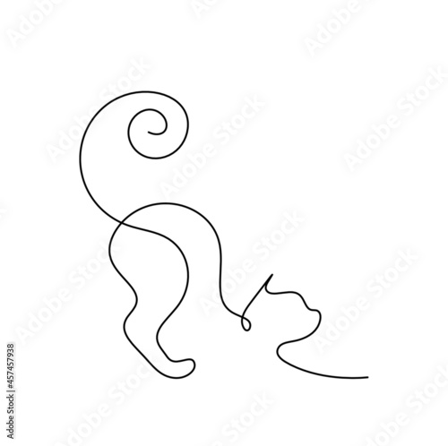 Silhouette of abstract cat in line drawing on white. Vector