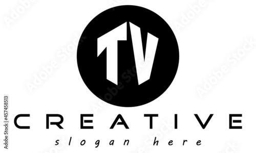 geometric polygon TV letter logo design vector, business logo, icon shape logo, stylish logo template