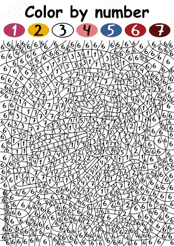 Turkey bird color by number activity page for kids vector illustration. Happy Thanksgiving day educational coloring page for children vertical printable page