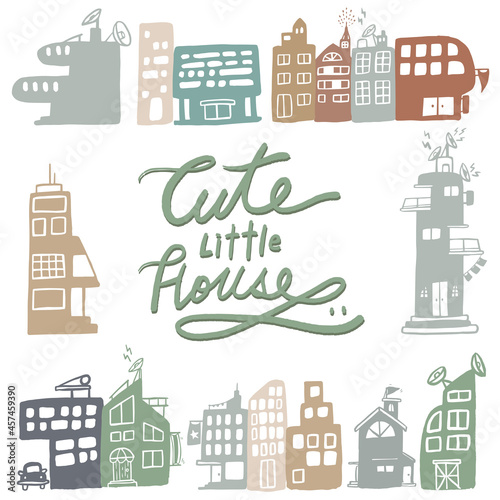 City cute house building vector illustration background card poster stationery printing background