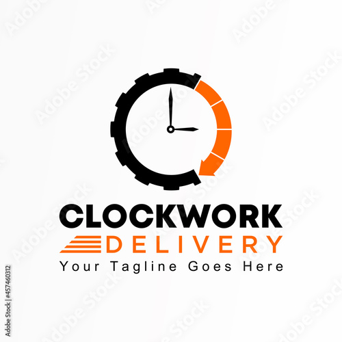 Simple arrow clock and gear (Clockwork) image graphic icon logo design abstract concept vector stock. can be used as corporate identity related to speed or timer