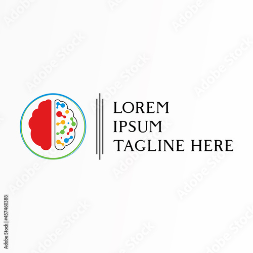 Simple and unique brain shape and tech image graphic icon logo design abstract concept vector stock. Can be used as a corporate identity related to technology or creativity