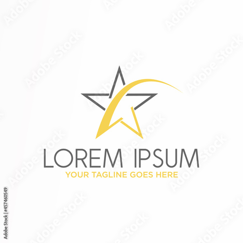 simple and unique star with cutting shape image graphic icon logo design abstract concept vector stock. Can be used as a symbol related to champion or winner